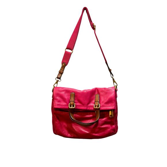 Fossil leather pink satchel large handbag with removable shoulder strap - Picture 1 of 9